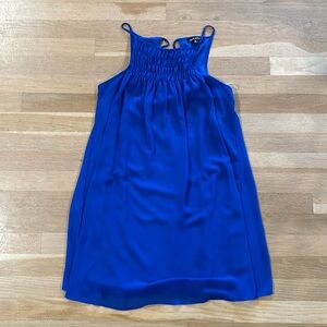 Blue high neck dress